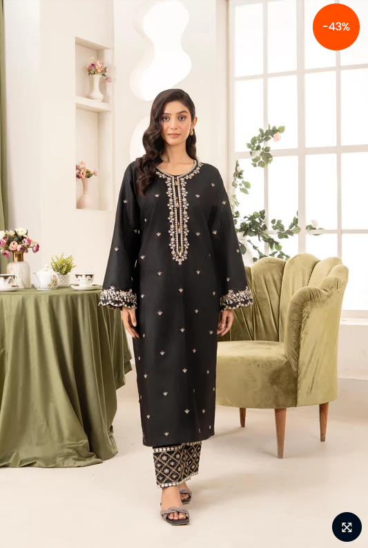 BLACK PEARL EMBROIDERED 2-PCS